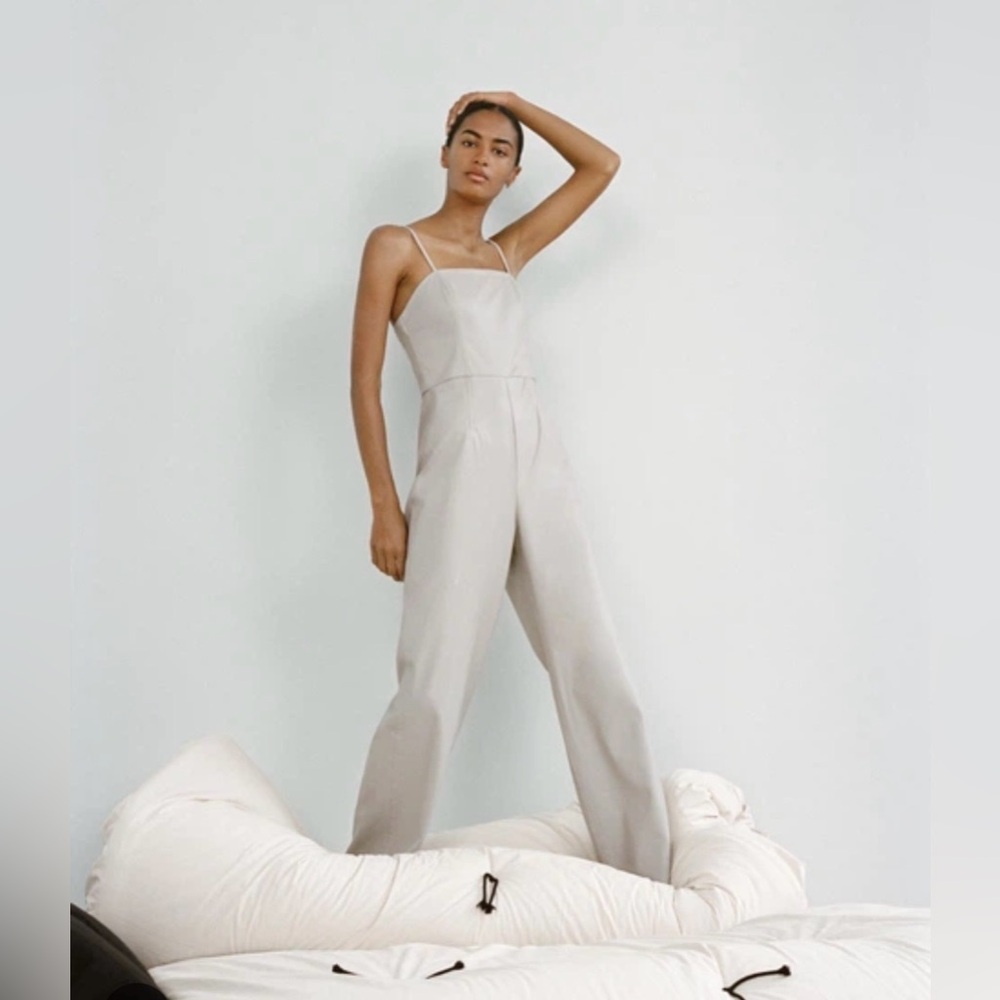 Zara Gray faux leather Women's Jumpsuit size S